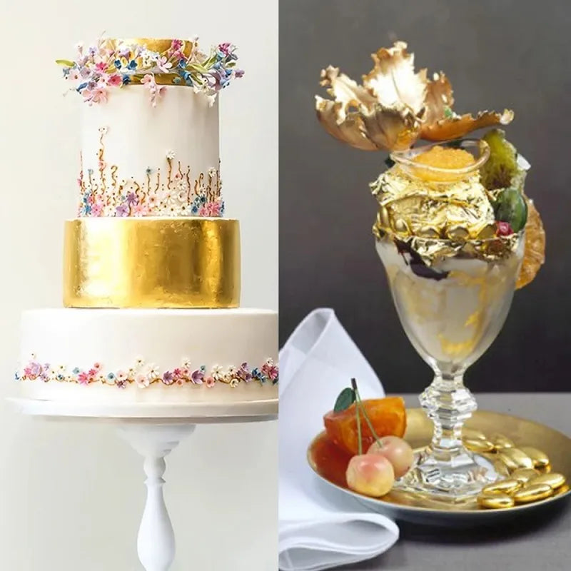 100/200 Sheets Imitation Gold Silver Foil Paper Leaf Gilding DIY Art Craft Paper Birthday Party Wedding Cake Dessert