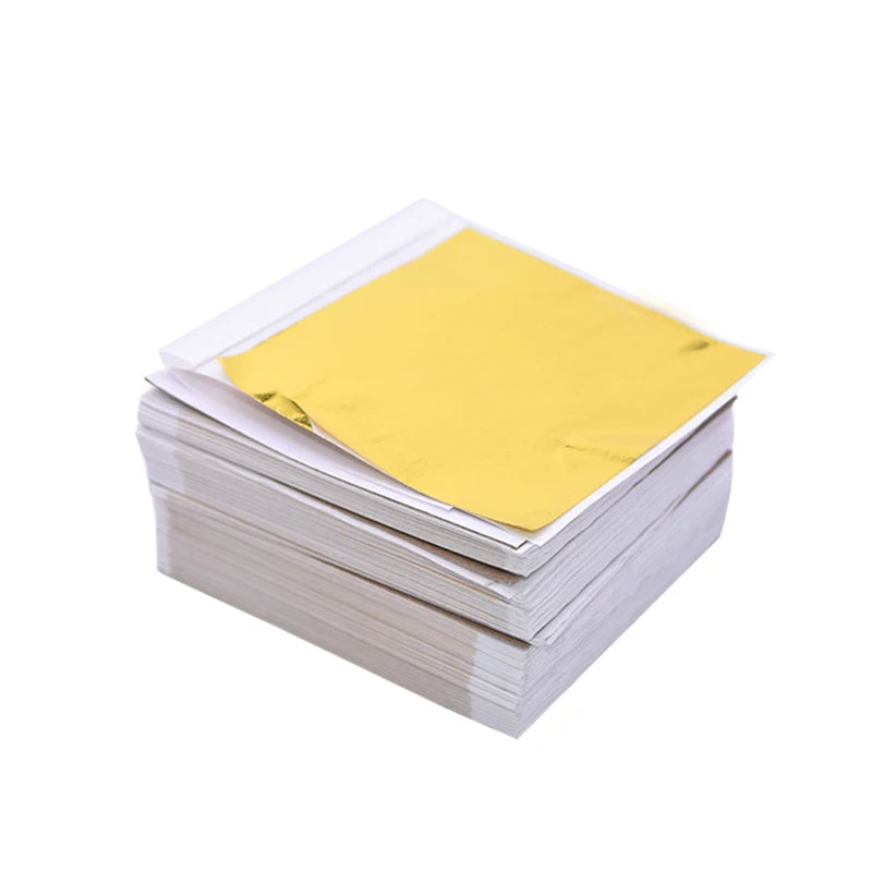 100/200 Sheets Imitation Gold Silver Foil Paper Leaf Gilding DIY Art Craft Paper Birthday Party Wedding Cake Dessert