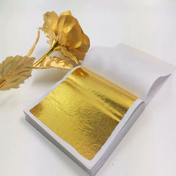 100/200 Sheets Imitation Gold Silver Foil Paper Leaf Gilding DIY Art Craft Paper Birthday Party Wedding Cake Dessert