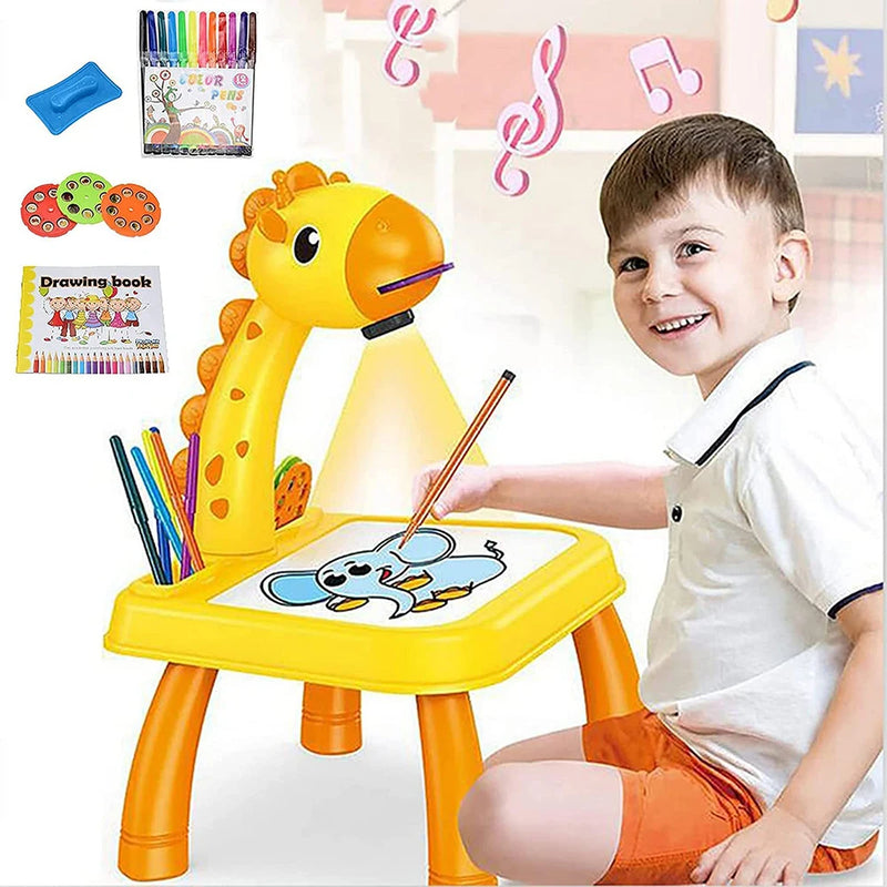 Children Drawing Toy Mini Led Projector Art Drawing Table Toys Painting Board Desk Educational Learning Paint Tools Toy For Kids