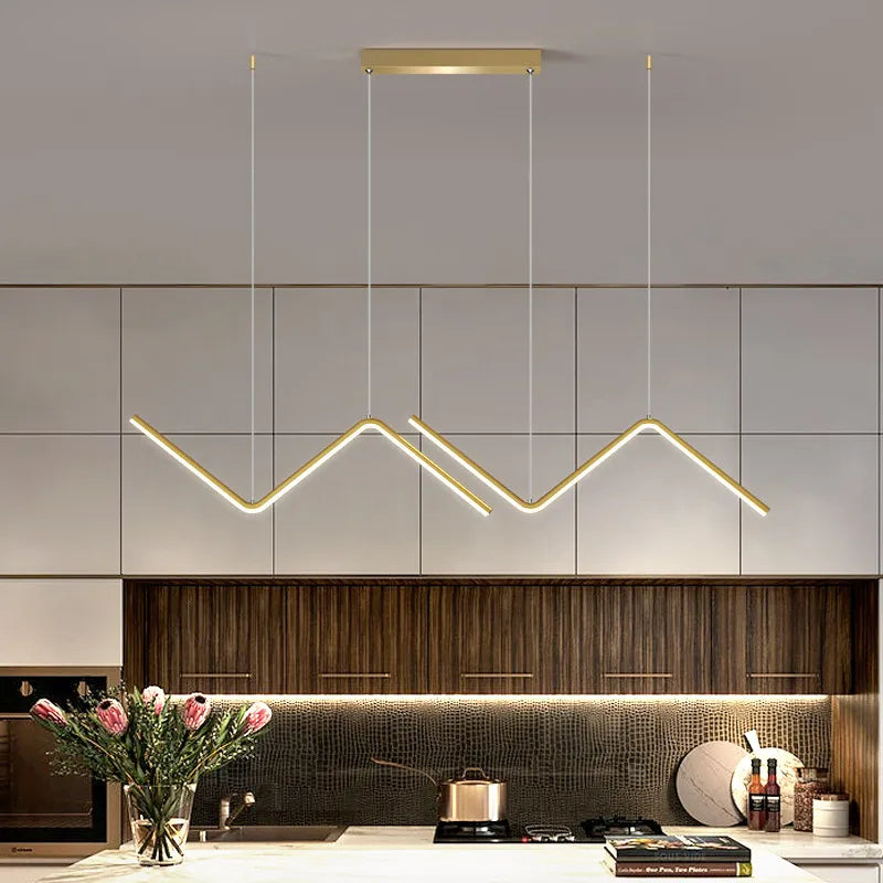 Modern LED Pendant Light Gold/Black Long Line Pendant Light For Restaurant Study Kitchen Office Coffee Home Decoration Luxury