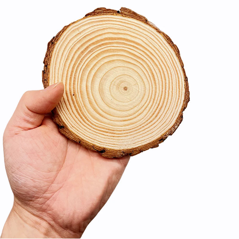 3-12cm Thick 1 Pack Natural Pine Round Unfinished Wood Slices Circles With Tree Bark Log Discs DIY Crafts Wedding Party Painting