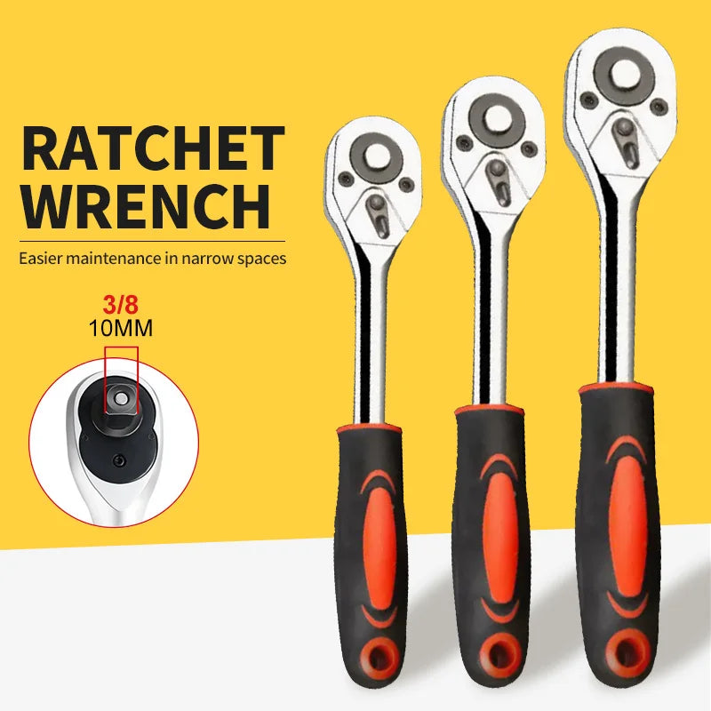 1/4  3/8 Inch Ratchet Wrench 24 Tooth Drive Ratchet Socket Wrench Tool Multi-funtion DIY Hand Tool Ratchet Handle Wrench