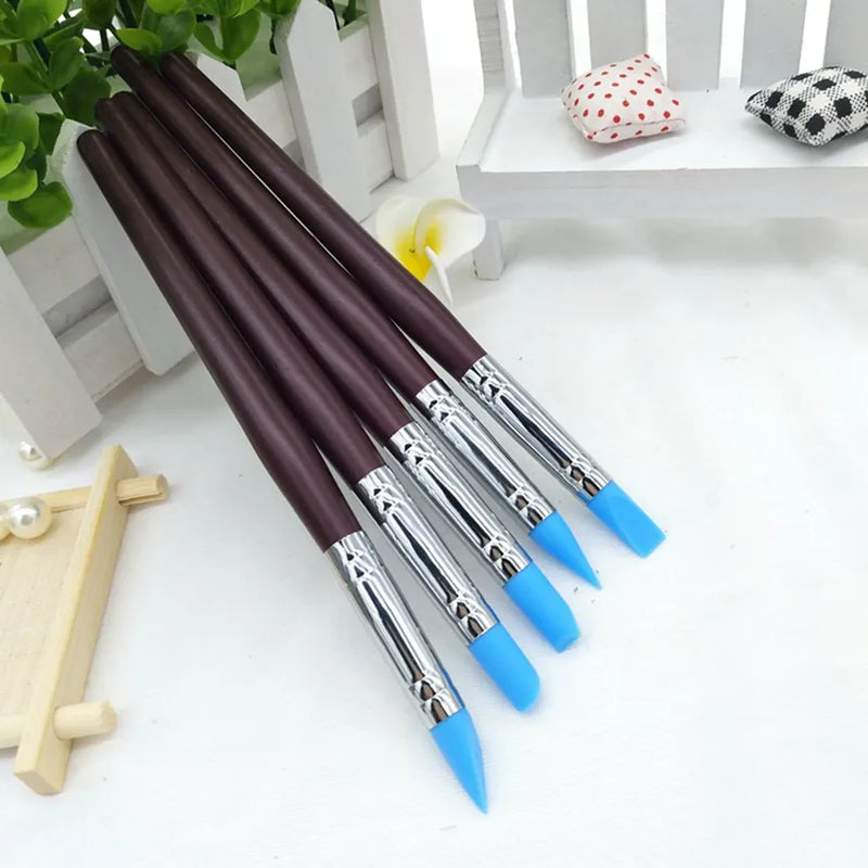 5PCS Sculpting Polymer Clay Tools Rubber Tip Silicone Brushes Pottery Clay Pen Shaping Carving Tools for Painting Nail Art New