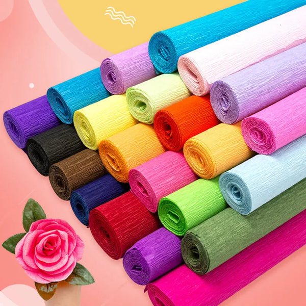 17 Colors 250x50cm Colored Crepe Paper Roll Origami Crinkled Crepe Paper Craft DIY Flowers Gift Wrapping Paper Craft