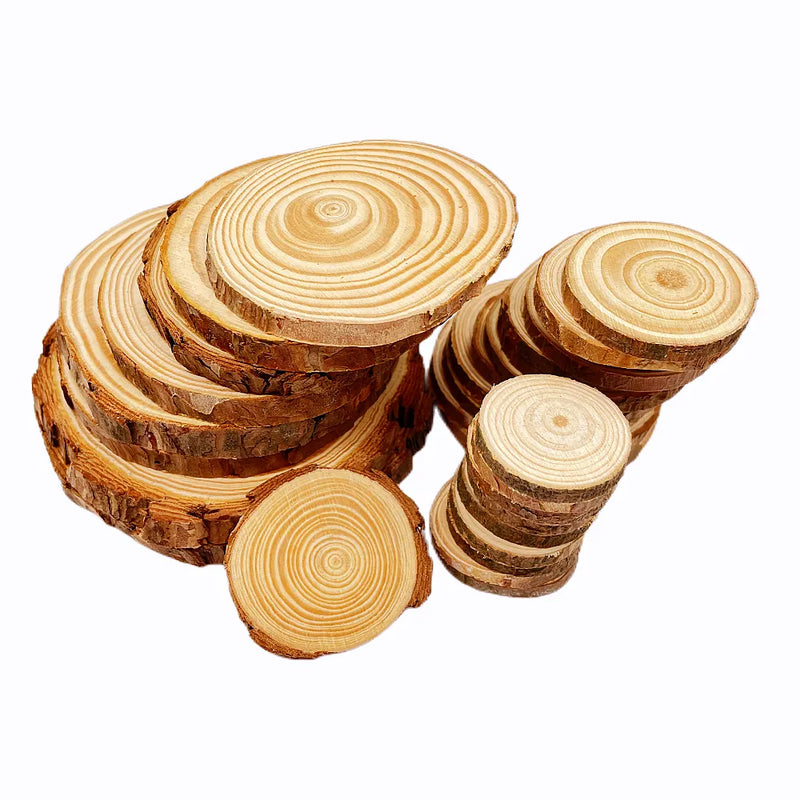 3-12cm Thick 1 Pack Natural Pine Round Unfinished Wood Slices Circles With Tree Bark Log Discs DIY Crafts Wedding Party Painting