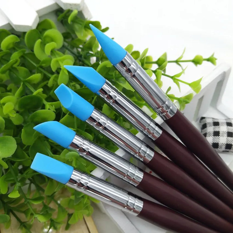 5PCS Sculpting Polymer Clay Tools Rubber Tip Silicone Brushes Pottery Clay Pen Shaping Carving Tools for Painting Nail Art New