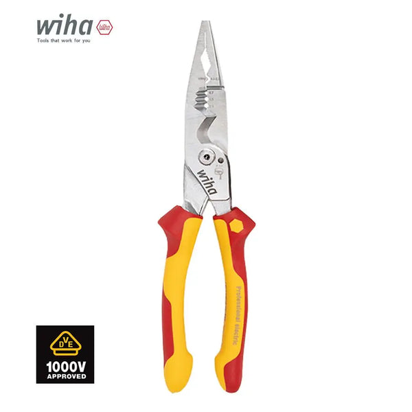 Wiha 8-in-1 Multifunctional Insulated Pliers 1000V VDE Wire Strippers Sharp Mouthed Wire Crimping Assembly Pliers NO.45489