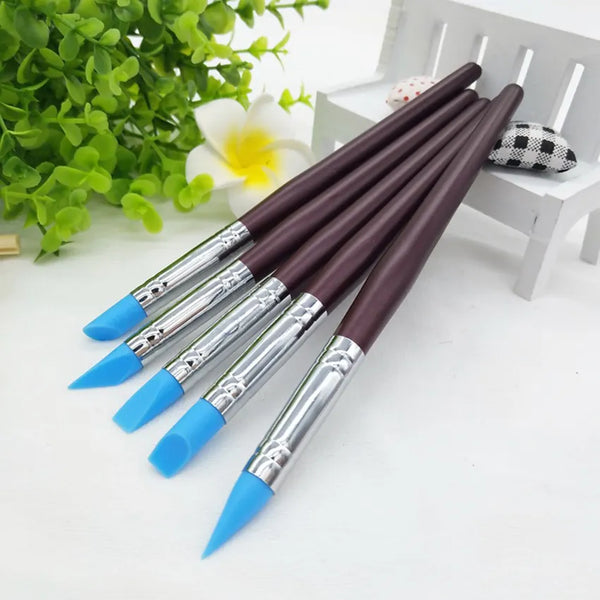 5PCS Sculpting Polymer Clay Tools Rubber Tip Silicone Brushes Pottery Clay Pen Shaping Carving Tools for Painting Nail Art New