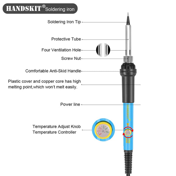 New Adjustable Temperature Electric Soldering Iron 220V 110V 60W 80W Welding Solder Rework Station Heat Pencil Tips Repair Tools