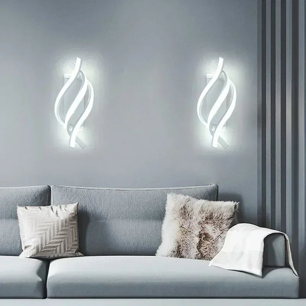 Modern LED Wall Lights Spiral Wall Sconce Curved Design for Bedroom Bedside Living Room Study Aisle Decor Indoor Luster Lighting