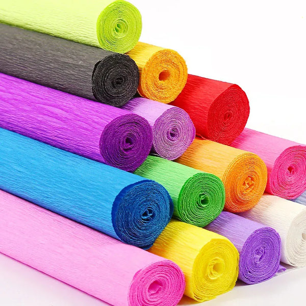 17 Colors 250x50cm Colored Crepe Paper Roll Origami Crinkled Crepe Paper Craft DIY Flowers Gift Wrapping Paper Craft