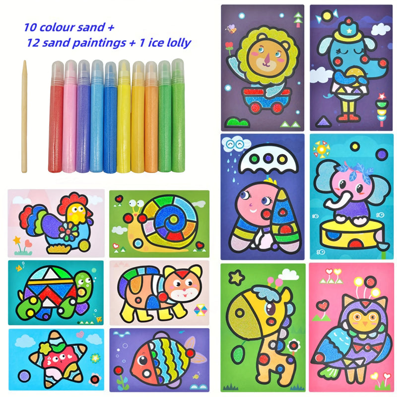 Sand Painting Children Colored Sand Boys And Girls Baby Handmade Diy Production,  Scraping Art Sand Painting Set Toys