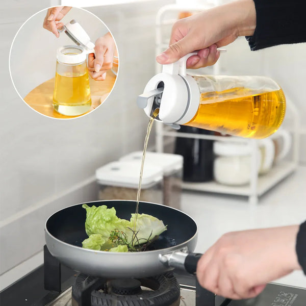 Oil Bottle Olive Oil Dispenser Kitchen Storage Oil Cruet  Automatic Opening and Closing Condiment Container for Kitchen