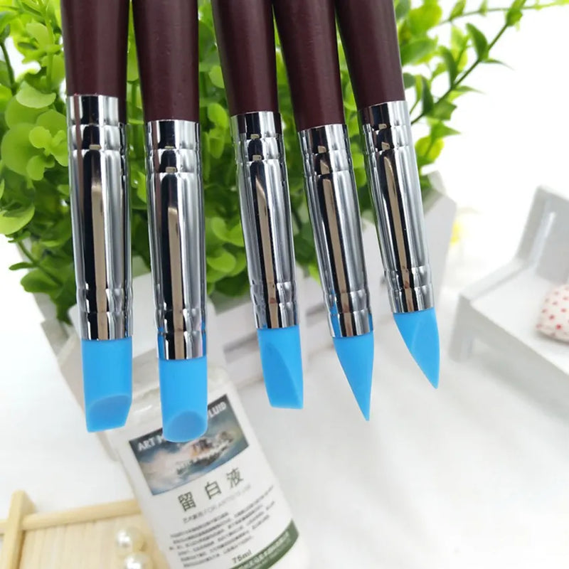 5PCS Sculpting Polymer Clay Tools Rubber Tip Silicone Brushes Pottery Clay Pen Shaping Carving Tools for Painting Nail Art New