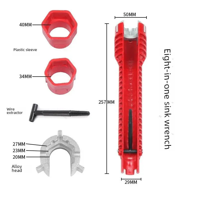 8-in-1 Multi-functional Sink Wrench Home Use Universal Tap Angle Valve Tool Bathroom Disassembly Installation